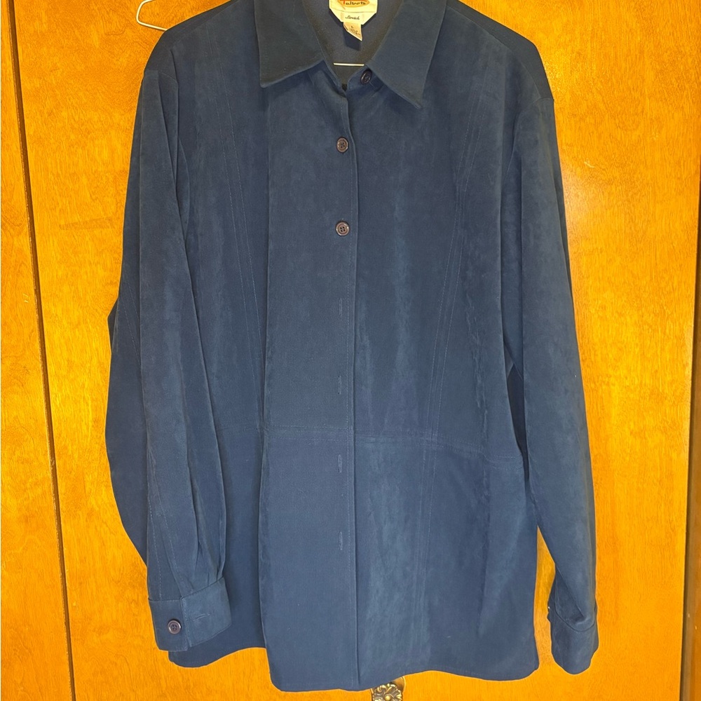 Talbots Women’s Large Navy Blue‎ Suede-like Layering Shirt Jacket